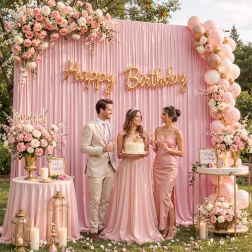 10x10ft Dusty Rose Backdrop Curtain Panels for Parties - Wrinkle Free Polyester Photo Curtain Backdrop Wedding, alternate