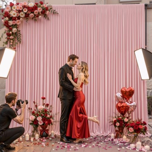 10x10ft Dusty Rose Backdrop Curtain Panels for Parties - Wrinkle Free Polyester Photo Curtain Backdrop Wedding, alternate