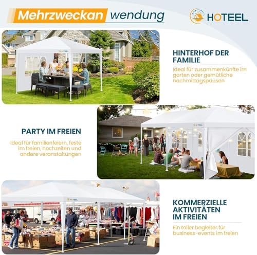 10x10FT Event Canopy Party Tent for 8-12 People with 4 Removable Sidewalls, 2 Zipper Doors, 8 Ropes and 16, alternate view 6