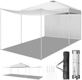 10x10ft Ez Pop Up Canopy, Portable Instant Canopy Tent with 2pcs SideWalls and 4pcs Camping Upright Poles for