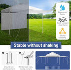 10x10ft Ez Pop Up Canopy, Portable Instant Canopy Tent with 2pcs SideWalls and 4pcs Camping Upright Poles for, alternate view