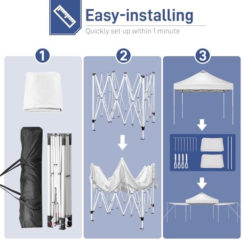 10x10ft Ez Pop Up Canopy, Portable Instant Canopy Tent with 2pcs SideWalls and 4pcs Camping Upright Poles for, alternate view