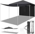 10x10ft Ez Pop Up Canopy, Portable Instant Canopy Tent with 2pcs SideWalls and 4pcs Camping Upright Poles for
