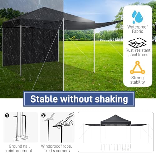 10x10ft Ez Pop Up Canopy, Portable Instant Canopy Tent with 2pcs SideWalls and 4pcs Camping Upright Poles for, alternate view