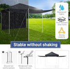 10x10ft Ez Pop Up Canopy, Portable Instant Canopy Tent with 2pcs SideWalls and 4pcs Camping Upright Poles for, alternate view
