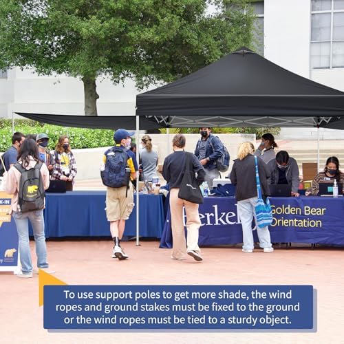 10x10ft Ez Pop Up Canopy, Portable Instant Canopy Tent with 2pcs SideWalls and 4pcs Camping Upright Poles for, alternate view