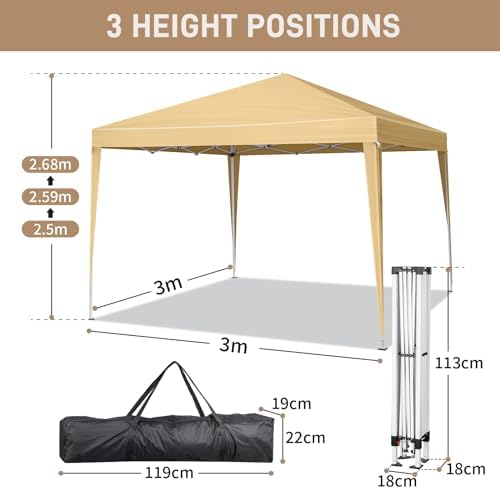 10x10ft Ez Pop Up Canopy Tent with 4 SideWalls Yellow in 10x10ft, alternate view 2