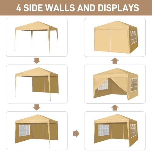10x10ft Ez Pop Up Canopy Tent with 4 SideWalls Yellow in 10x10ft, alternate view 4