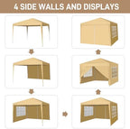 10x10ft Ez Pop Up Canopy Tent with 4 SideWalls Yellow in 10x10ft, alternate view 4