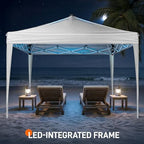 10x10ft Ez Pop Up Canopy with 4 SideWalls & Meteor LED Lights White in 10x10ft, alternate view 2