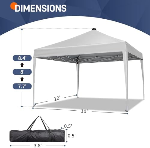 10x10ft Ez Pop Up Canopy with 4 SideWalls & Meteor LED Lights White in 10x10ft, alternate view 3