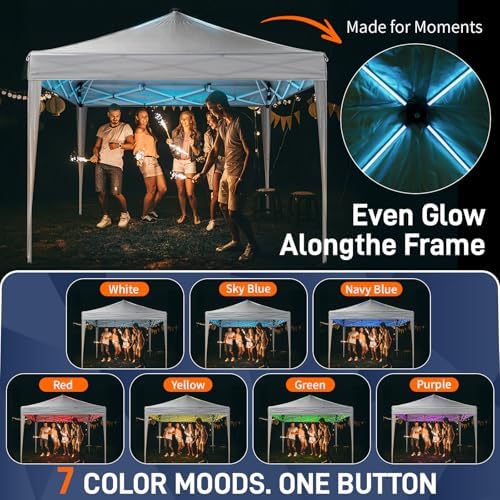 10x10ft Ez Pop Up Canopy with 4 SideWalls & Meteor LED Lights White in 10x10ft, alternate view 4