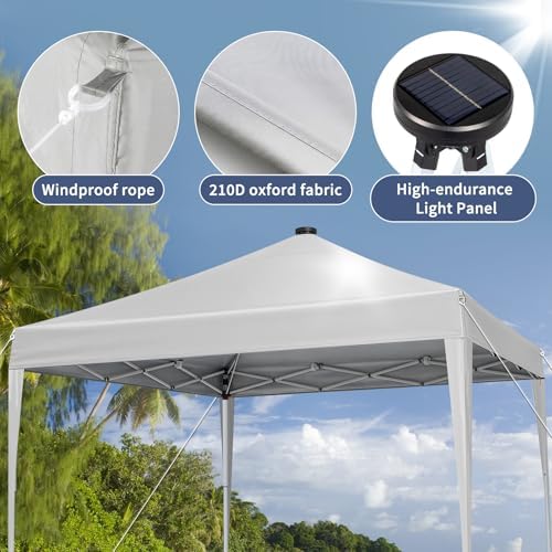 10x10ft Ez Pop Up Canopy with 4 SideWalls & Meteor LED Lights White in 10x10ft, alternate view 6