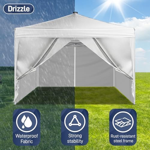 10x10ft Ez Pop Up Canopy with 4 SideWalls & Meteor LED Lights White in 10x10ft, alternate view 7