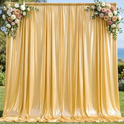 10x10FT Gold Backdrop Curtain for Parties Sequin Backdrop Curtain in 5ft x 10ft(2 panels) in Gold
