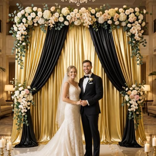 10x10FT Gold Backdrop Curtain for Parties Sequin Backdrop Curtain in 5ft x 10ft(2 panels) in Gold, alternate view 5