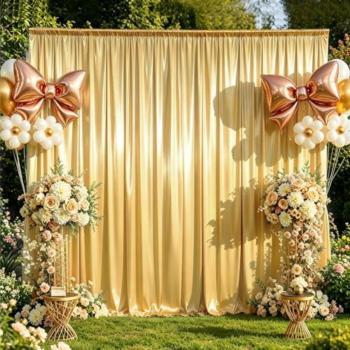 10x10FT Gold Sequin Backdrop Curtains Wrinkle Free Drapes for Wedding Party in 10x10FT, alternate view 2