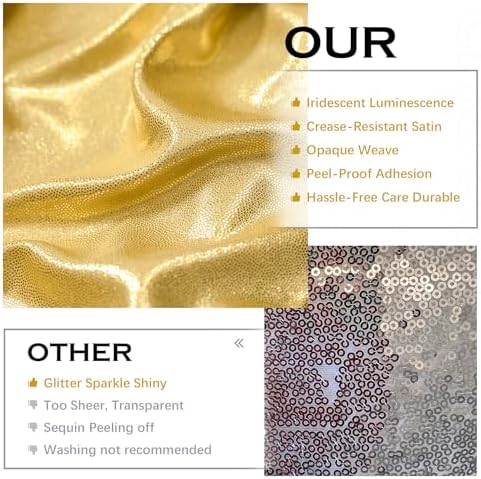 10x10FT Gold Sequin Backdrop Curtains Wrinkle Free Drapes for Wedding Party in 10x10FT, alternate view 3
