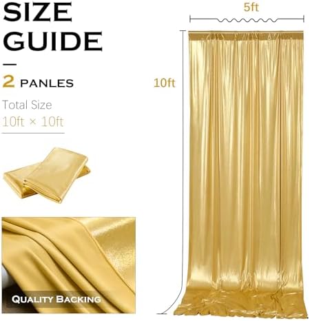 10x10FT Gold Sequin Backdrop Curtains Wrinkle Free Drapes for Wedding Party in 10x10FT, alternate view 6