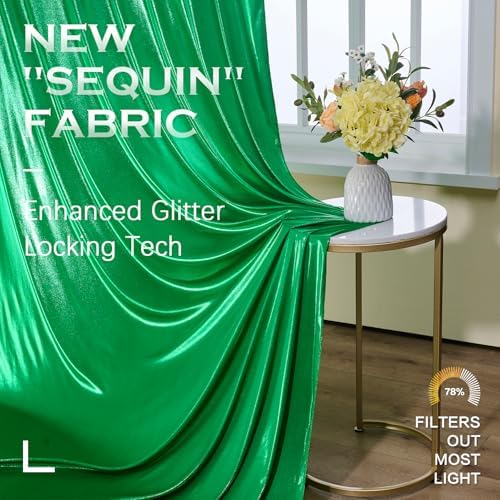 10x10FT Green Sequin Backdrop Curtains Wrinkle Free Drapes for Wedding in 10x10FT, alternate view 6