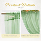 10x10ft Green Tulle Backdrop Curtain with Lights String for Parites, Sheer Photo Backdrop Curtains with Lights, alternate