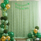 10x10ft Green Tulle Backdrop Curtain with Lights String for Parites, Sheer Photo Backdrop Curtains with Lights, alternate