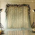 10x10FT Green Wrinkle Free Backdrop Curtains with Lights String for Parties - Photo Curtain Backdrop with Lights, alternate