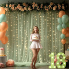 10x10FT Green Wrinkle Free Backdrop Curtains with Lights String for Parties - Photo Curtain Backdrop with Lights, alternate