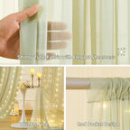 10x10FT Green Wrinkle Free Backdrop Curtains with Lights String for Parties - Photo Curtain Backdrop with Lights, alternate