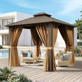 10x10FT Hardtop Gazebo Brown in 10x10FT
