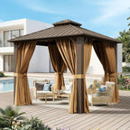 10x10FT Hardtop Gazebo Brown in 10x10FT