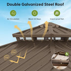 10x10FT Hardtop Gazebo Brown in 10x10FT, alternate view 4
