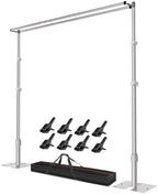 10x10ft Heavy Duty Backdrop Stand Double Crossbar Pipe and Drape in 11.7-30ft Wide, 4.5-10ft Tall