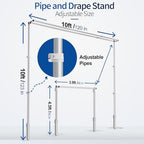 10x10ft Heavy Duty Backdrop Stand Double Crossbar Pipe and Drape in 11.7-30ft Wide, 4.5-10ft Tall, alternate view 2