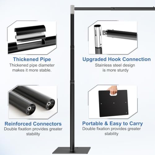 10x10ft Heavy Duty Backdrop Stand with Adjustable Height & Width, Black in 10x10ft in Black, alternate view 4