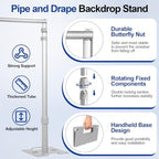 10x10ft Heavy Duty Pipe and Drape Backdrop Stand with Handle Base in 10x10ft, alternate view 4
