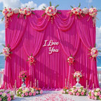 10x10ft Hot Pink Backdrop Curtain, Wrinkle Free Hot Pink Drapes for Backdrop, Photo Backdrop Drapes for Wedding, alternate