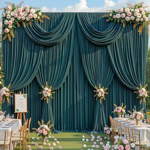 10x10ft Hunter Green Backdrop Curtains, Wrinkle Free Fabric Drapes for Backdrop, Photo Backdrop Drapes for, alternate view 2