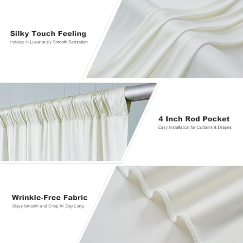 10x10ft Ivory Backdrop Curtains for Parties, 2 Panels 5x10ft Wrinkle-Free Polyester Background Curtains for, alternate view 3