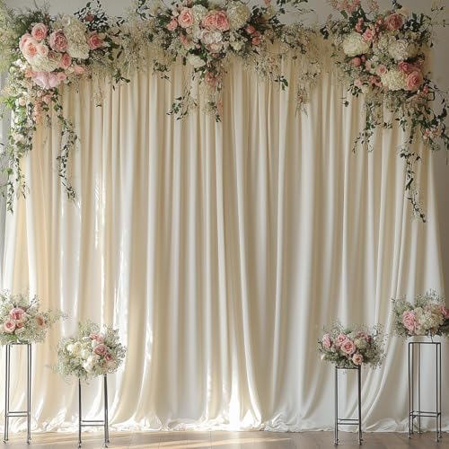 10x10FT Ivory Backdrop Curtains for Wedding Parties, Wrinkle Free Photo Backdrop Curtains for Wedding Birthday