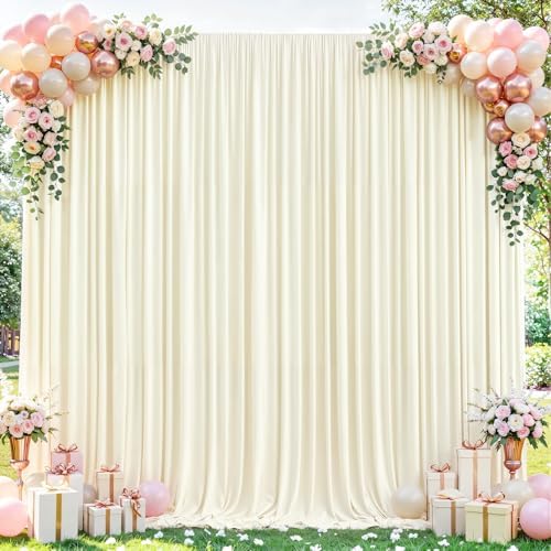 10x10ft Ivory Curtains Backdrop for Wedding Parties Wrinkle Free Ivory Curtains Photo Backdrop Drapes for