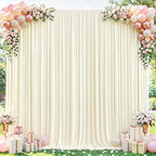 10x10ft Ivory Curtains Backdrop for Wedding Parties Wrinkle Free Ivory Curtains Photo Backdrop Drapes for
