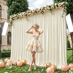 10x10ft Ivory Curtains Backdrop for Wedding Parties Wrinkle Free Ivory Curtains Photo Backdrop Drapes for, alternate view 4