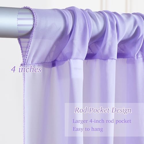 10x10ft Lavender Chiffon Backdrop Curtain with Lights String for Wedding Sheer Tulle Curtain Photo Backdrops, alternate view