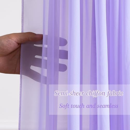 10x10ft Lavender Chiffon Backdrop Curtain with Lights String for Wedding Sheer Tulle Curtain Photo Backdrops, alternate view