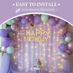 10x10ft Lavender Tulle Backdrop Curtain with Fairy Lights, Wrinkle-Free Sheer Wedding Backdrop for Birthday, alternate view 7