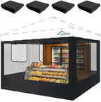 10x10ft Mesh Sidewalls Kit for Canopy (Black, 4PCS Sidewalls Only) in 10x10ft in Black