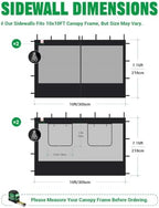 10x10ft Mesh Sidewalls Kit for Canopy (Black, 4PCS Sidewalls Only) in 10x10ft in Black, alternate view 2