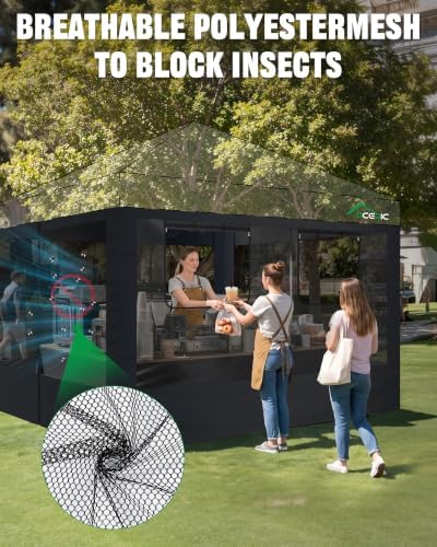 10x10ft Mesh Sidewalls Kit for Canopy (Black, 4PCS Sidewalls Only) in 10x10ft in Black, alternate view 3