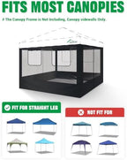 10x10ft Mesh Sidewalls Kit for Canopy (Black, 4PCS Sidewalls Only) in 10x10ft in Black, alternate view 5